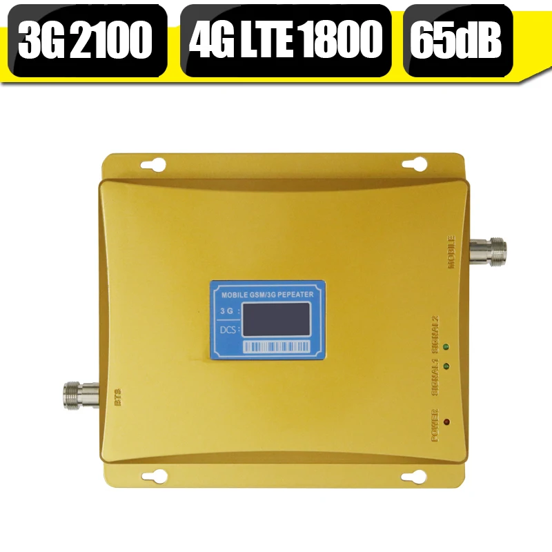 

2G 3G 4G Amplifier DCS 1800mhz 3G WCDMA 2100mhz Dual Band Cellular Signal Booster 4G LTE 1800mhz B3 Repeater LCD Display 65dB