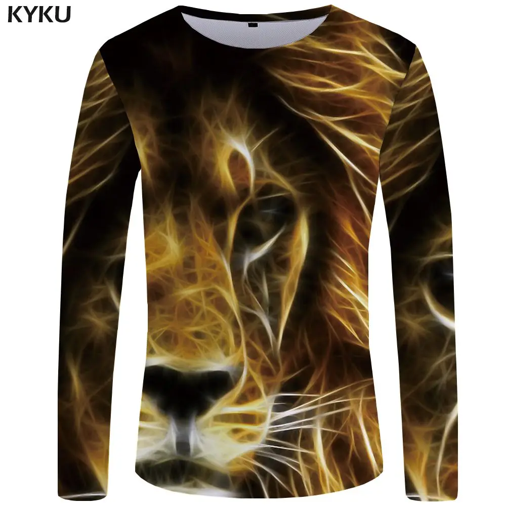 KYKU Tiger Футболка мужская футболка с длинным рукавом пламя Япония животное крутой принт панк забавная футболка s Рок мужская одежда короткий рукав - Цвет: 3d t shirt 16