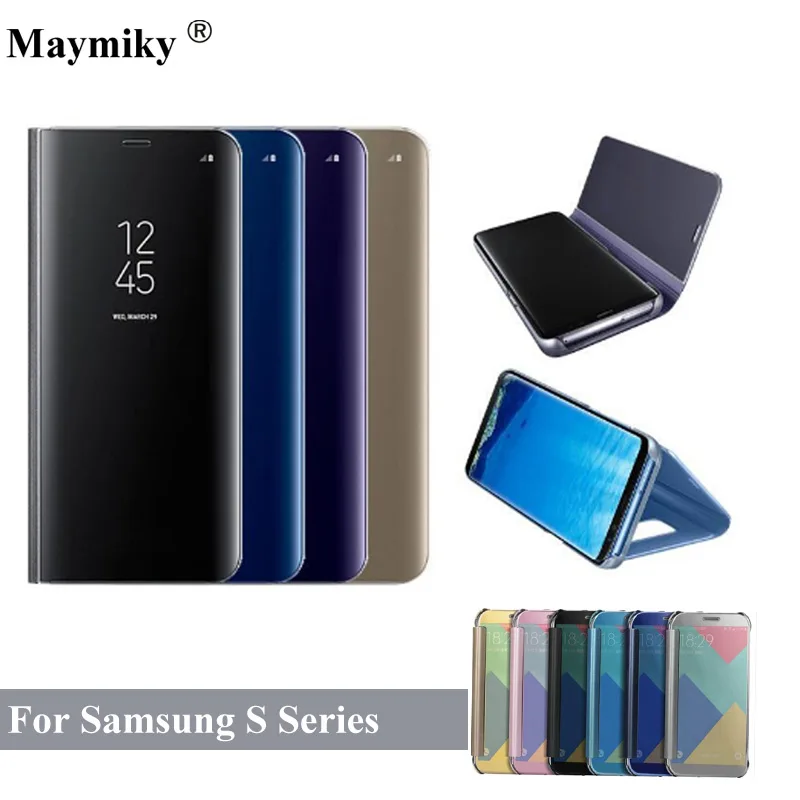 

Clear Mirror Smart Case For Samsung Galaxy Note 9 8 S9 S8 Plus S7 S6 edge A8 A7 A6 A5 A3 2017 2018 A9 Star lite Flip Stand Case