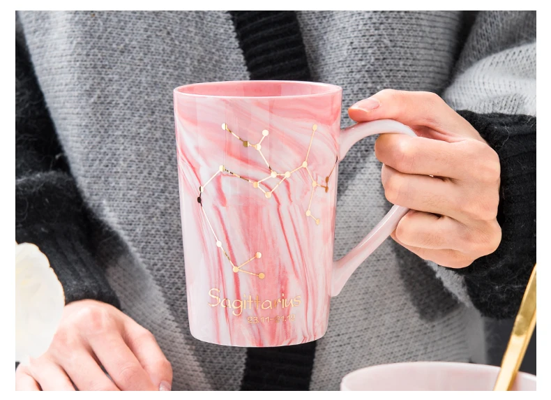 Скандинавский 420 мл керамическая для кофе и молока чашка популярная Созвездие Тема Счастливый чашка с крышкой и ложкой День рождения Свадьба подарок для друзей