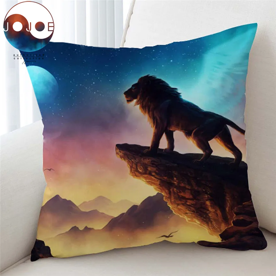 Free Like a Bird by JoJoesArt Cushion Cover Lion on the Cliff Pillow Case Starry Sky Pillow Covers Animal Print Funda Cojin 45cm