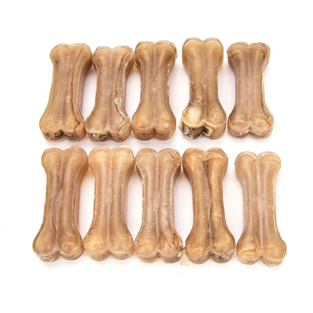 

10Pcs/Lot Wholesale Hot Crystal Leather Pressing Bone Chews Snack Food Treats Dogs Bones For Pet Puppy Supplies Dog Toys