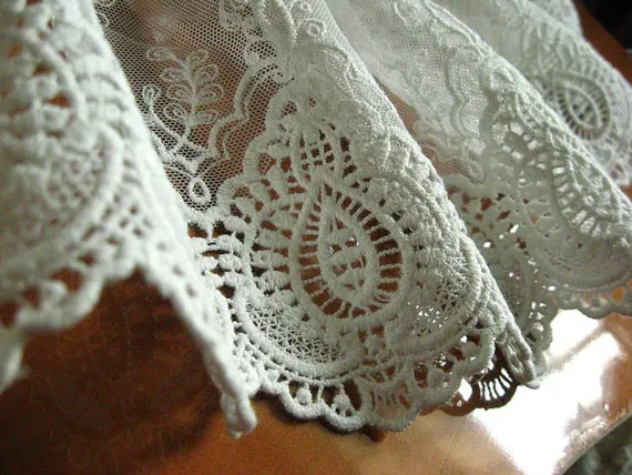 

30 yards off white lace trim, embroidered cotton lace fabric