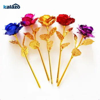 

24K Foil Plated Rose Wedding Birthday Party Decoration DIY Golden Rose Artificial Flower Valentine's Day Gift