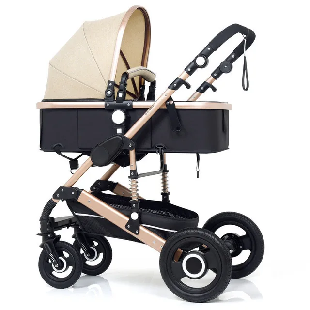 Многофункциональная детская коляска 3 в 1, складная коляска с высоким пейзажем, Золотая детская коляска, коляска для новорожденных