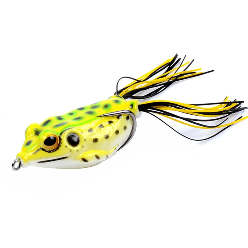 

1PCS 5 Different Color 3D Floating Skirt Frog Top Water Wobblers for Fly Fishing Soft Tube Bait Japan Plastic