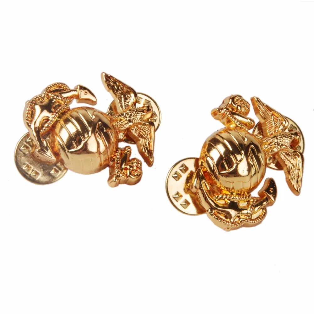

PAIR USMC US MARINE CORPS MARINES EMBLEM INSIGNIA COLLAR BADGE PIN