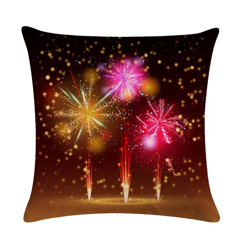 Colorful Fireworks Cushion Cover Linen 45*45 for Sofa Bed Couch Decor Black Pillowcase Living Room Home Decorative Accessories