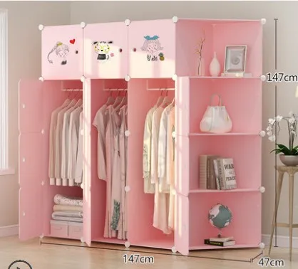 Небесно-голубой DIY простой шкаф для одежды в сборе для домашнего общежития Тканевый шкаф пластиковый складной шкаф для хранения детской одежды шкаф для хранения - Цвет: Небесно-голубой