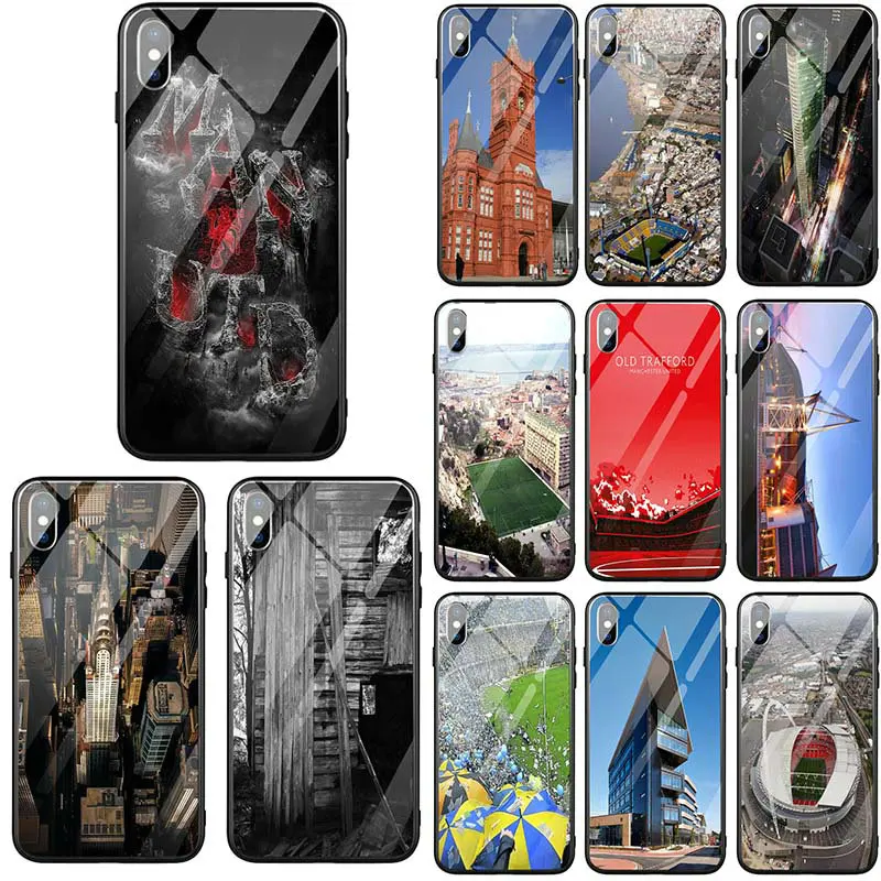 

Phone Case for iPhone 5 5S SE 6 6S 7 8 Plus X XR XS Max Cover Tempered Glass Phone Cases Back Case Manchester Old Trafford