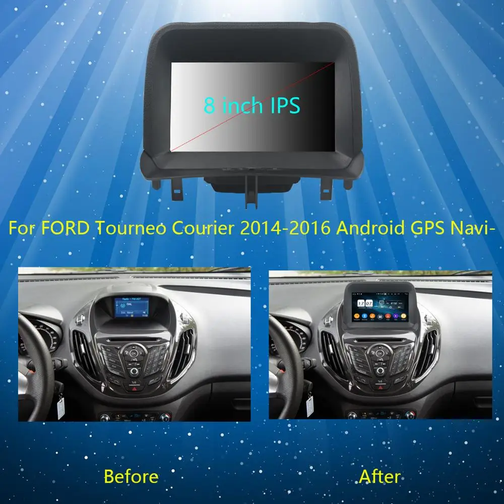 8" IPS 1920*1080 8 Core 4G RAM+64G ROM Android 9.0 Car DVD Player For Ford Tourneo Courier DSP Radio GPS