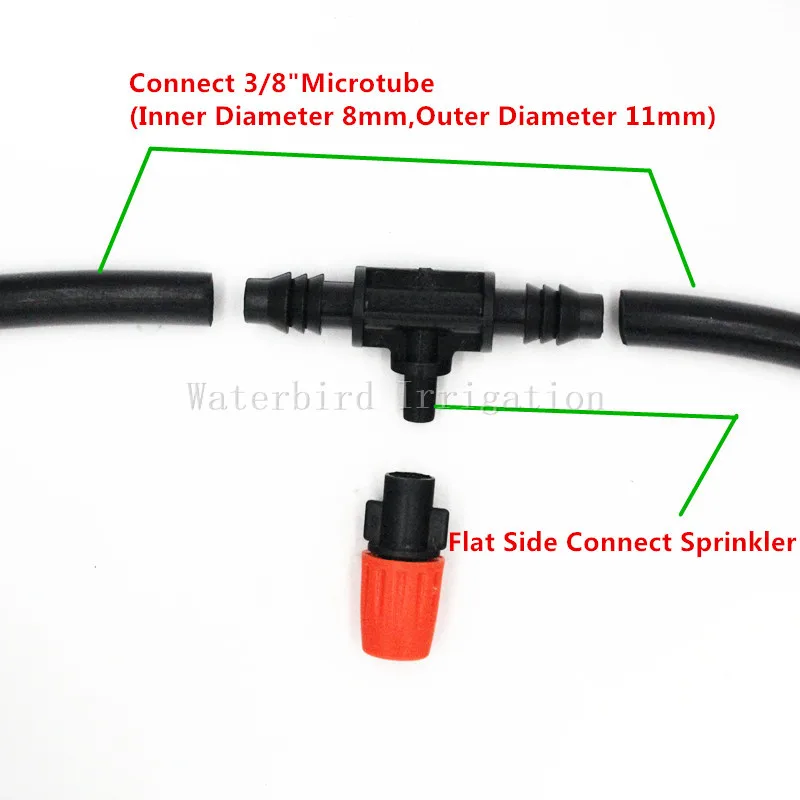 50 шт./упак. 3/8 дюймов Плоский Тройник Разъем для Т-образный редуктор колючей плоская сторона подключения садовый разбрызгиватель и полива U107