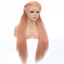 Bombshell золотой розовый или блонд коса синтетический парик фронта шнурка натуральный волос термостойкие волокна для белых женщин парики