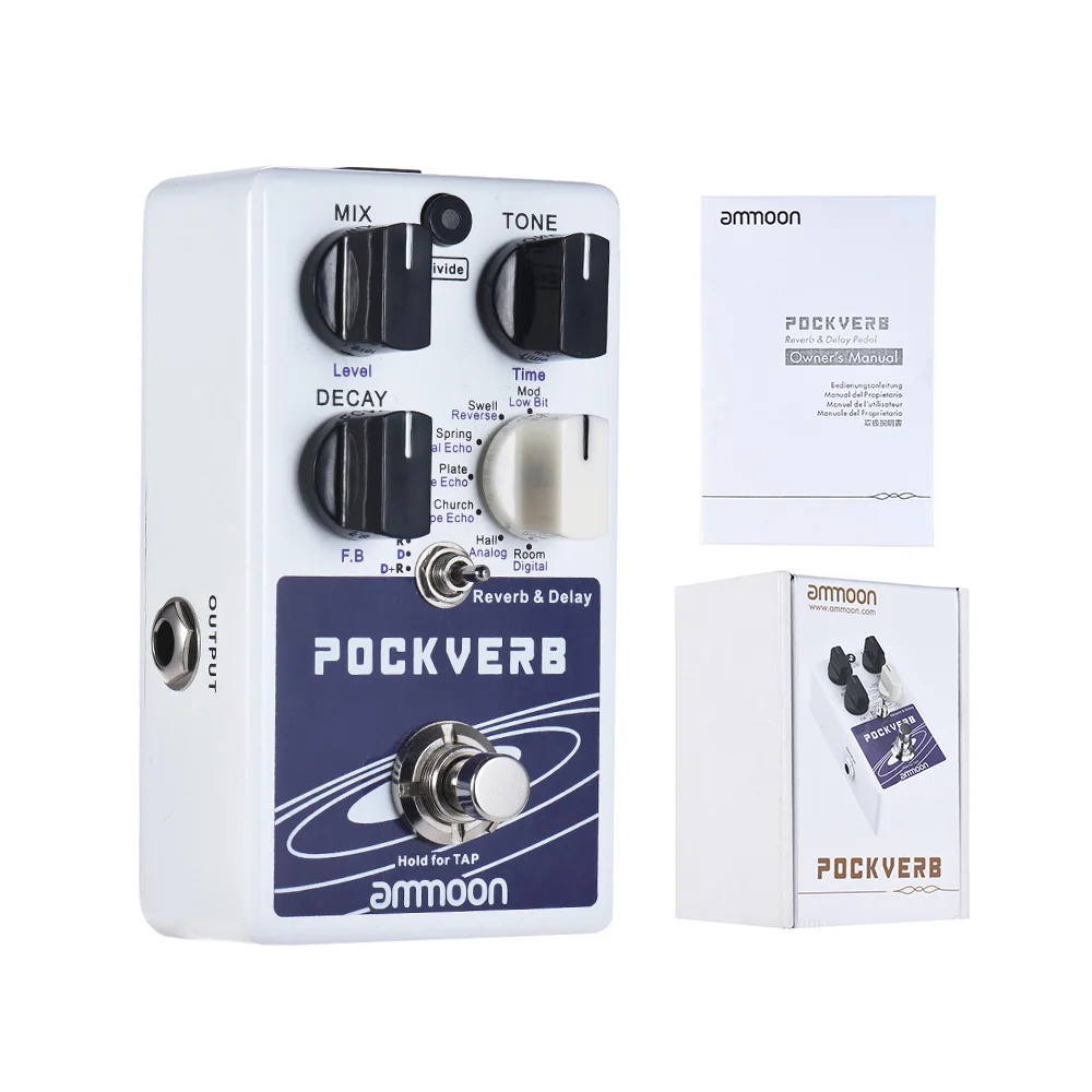 Ammoon POCKVERB ревербератор & гитарные педали с эффектом Delay 7 эффекты реверберации +