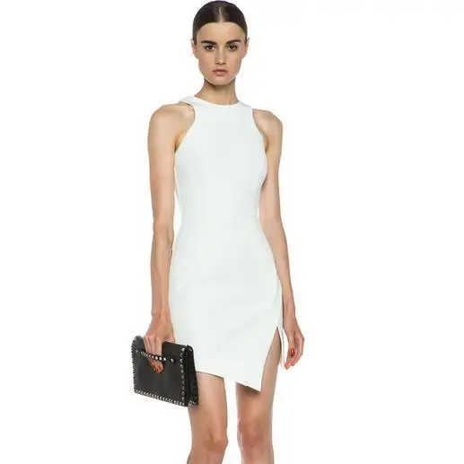 Новые Брендовые вечерние платья для женщин, Белое Облегающее Платье с разрезом