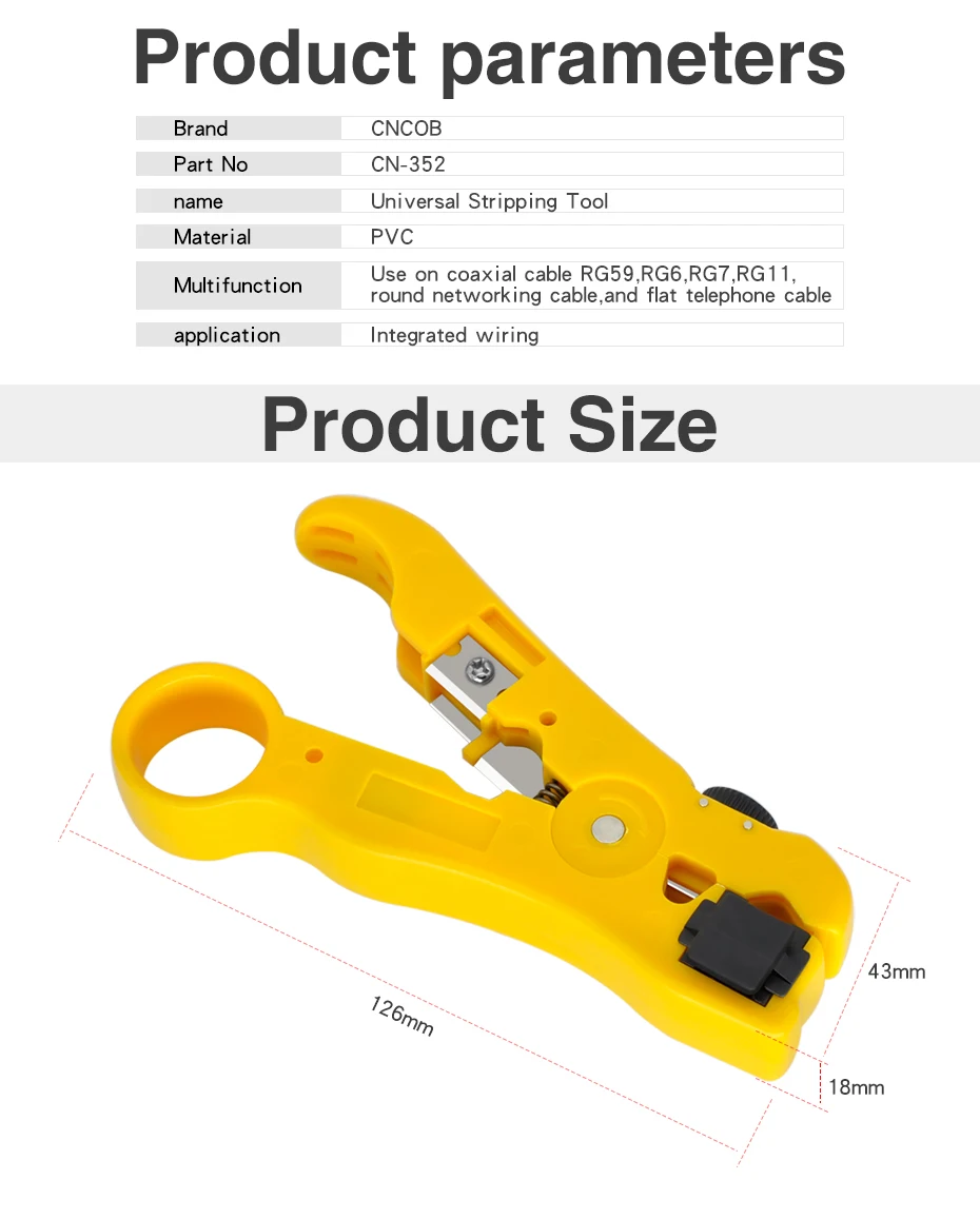 Cncob Автоматическая кабеля для зачистки проводов Электрический зачистки инструменты для UTP/STP RG59 RG6 RG7 RG11 многофункциональный катер Str