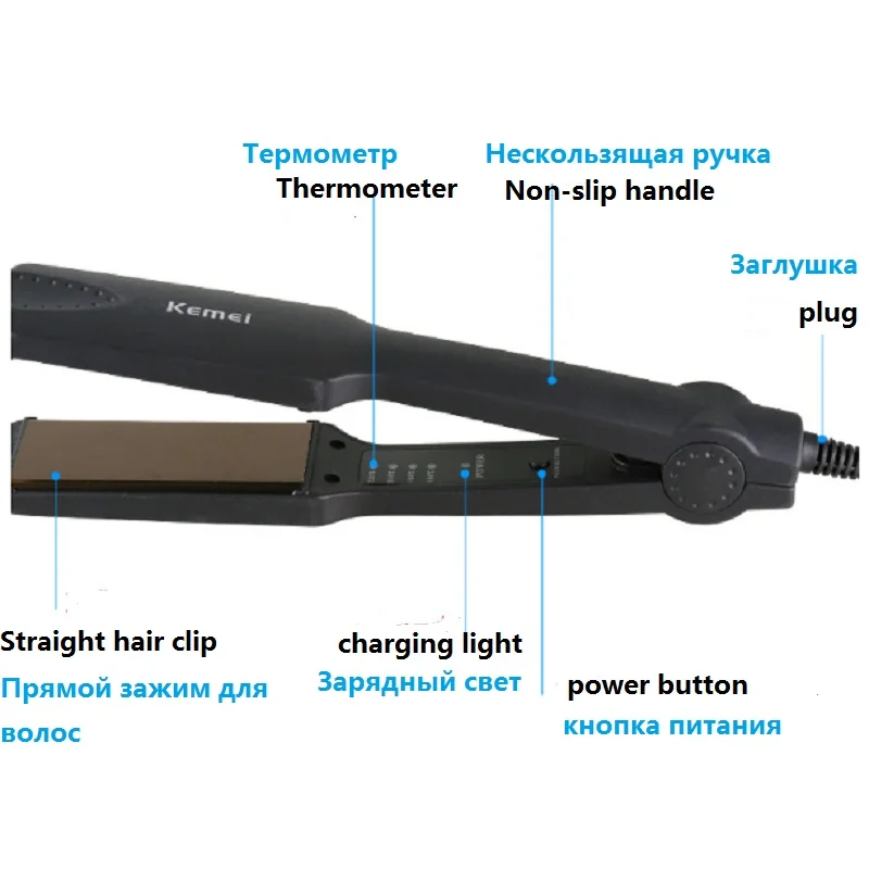 Черный KM-329 Professional Турмалин Керамическая нагревательная пластина выпрямитель для волос Инструменты для укладки с быстрым нагревом Тепловая работа