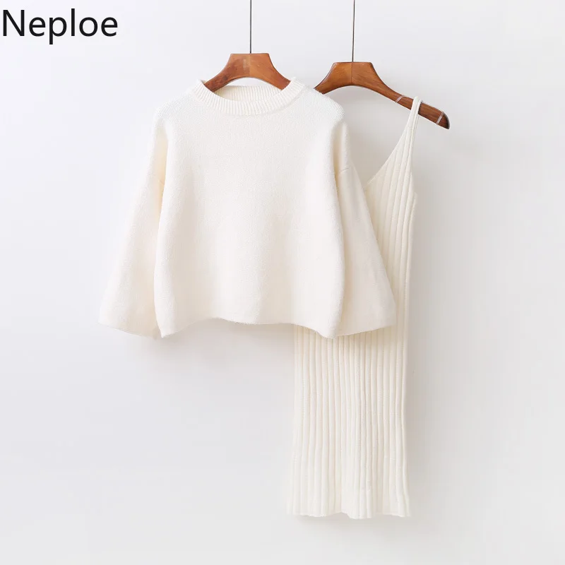 

Neploe Korean Style Clothes Sweater Tops Knitted Dress Two Piece Women Sets 2019 Fashion Loose Ladies Suits Pink Outfits 39164