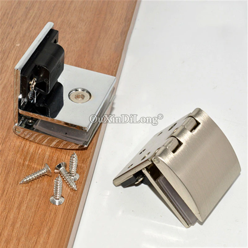 

Brand New 10PCS Zinc Alloy Glass Cabinet Hinges Shopping Mall Jewelry Display Cabinet Door Hinges for 5~8mm