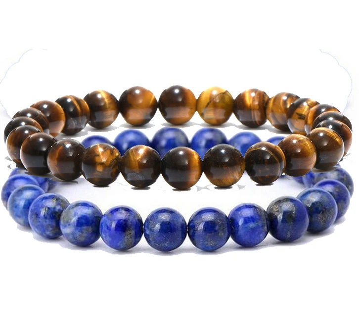 

Natural Real Lapis Lazuli Stone Bracelets Bangles Tiger Eye Stone Beads Men Couple Bracelet Lovers Women Men Jewelry Bracelet