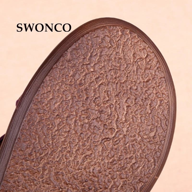 Сандалии SWONCO женские из натуральной кожи босоножки на платформе черные Ретро