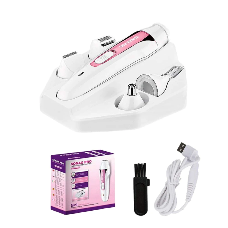 SONAX PRO Painless Women'S 5 In 1 Rechargeable Portable Hair Remover