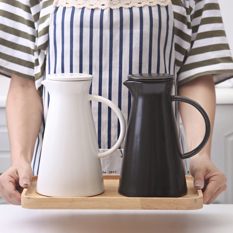 

1300ML Concise Ceramic Water Jug Office Lemonade Pitcher Cold Hot Water Jar Tea Pot Heatproof Beverage Drink Dispenser Drinkware