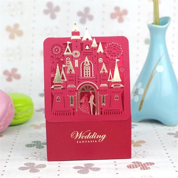 

100pcs/lot Red Laser White Silver Castle Couple Wedding Hollow Paper Sweet Candy Box Beautiful Guest Gift Bags Chocolate Holder