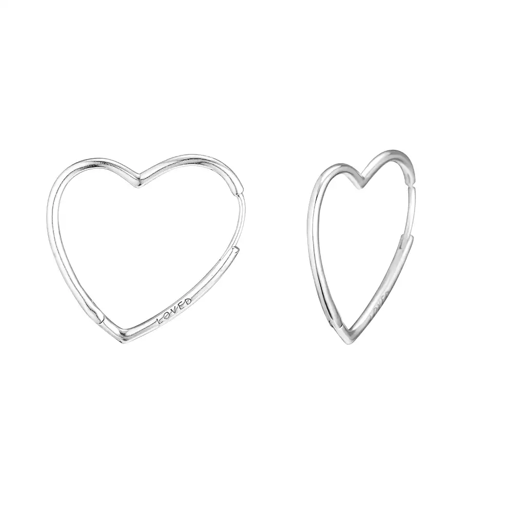 2019 День Святого Валентина талисманы в наличии 925 пробы серебро Асимметричная сердца любви серьги кольца большой модные серьги для женщин