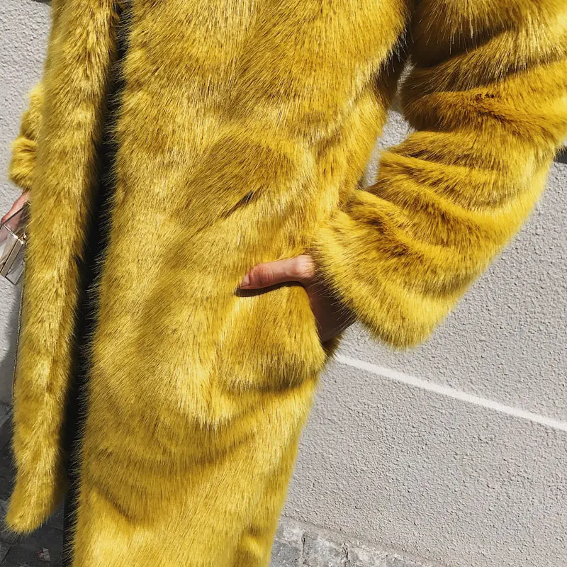 Женское пальто из искусственного лисьего меха с длинным рукавом|for coat|fur coatfur coat