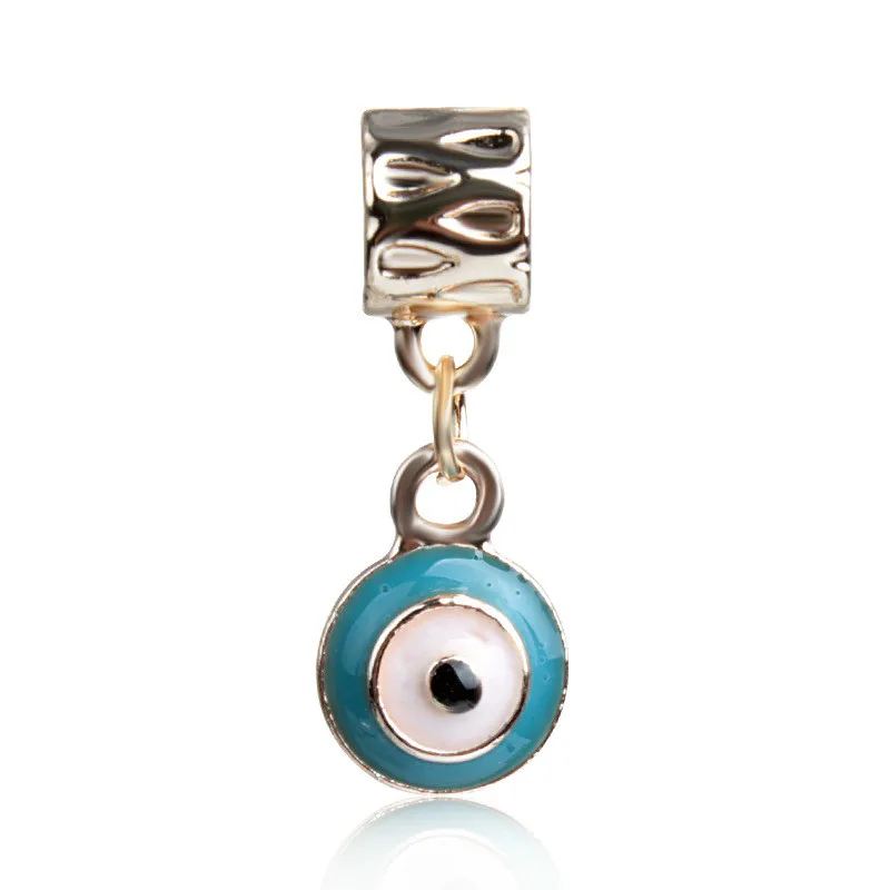 5PCS Turkish Style Round Blue Enamel Evil Eye Charm Pendants For