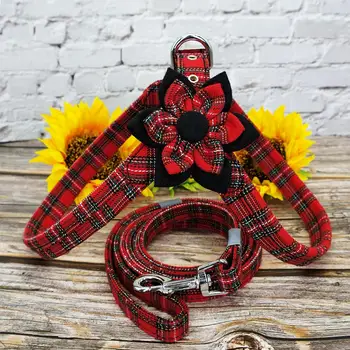 

Puppy Dog Harness Leash Set Dog Accessories Plaid Pet Chihuahua Harness Vest Walking Leashes Lead For Small Medium Dogs Pitbull