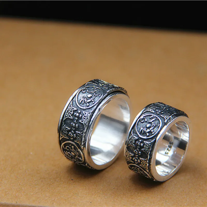 

New Hot Special Offer Real Anel Feminino Rosefinch Tsing Lung Ring Thai Restoring Ancient Ways Is Four Great God Beast Rotating