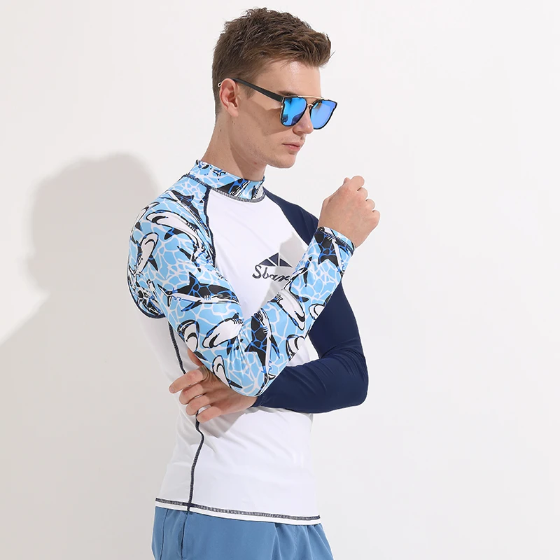 SBART 2019 طفح الحرس رجل تصفح Rashguard طويلة الأكمام تصفح لباس سباحة للرجل تصفح الغوص السباحة T قميص