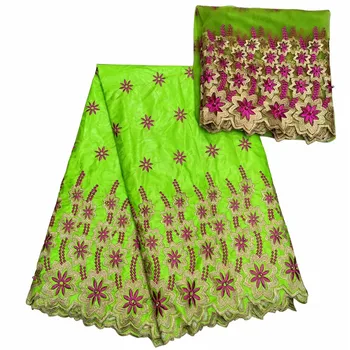 

2018 African Bazin Lace Fabric Sets High Quality Bazin beaded lace Fabric 5+2Yards Bazin Riche Embroidery lace fabric JJ23-1