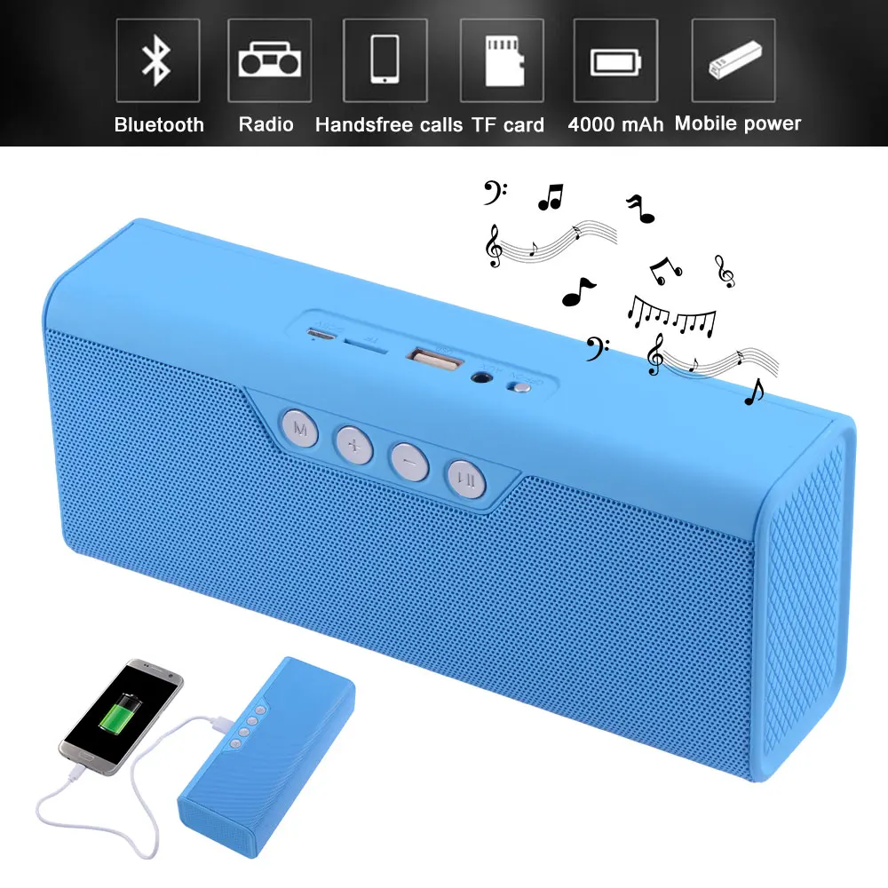 

10W Column Bluetooth Portable speaker Wireless desktop Loudspeaker support FM Radio AUX TF card USB With Power Bank 4000mAh