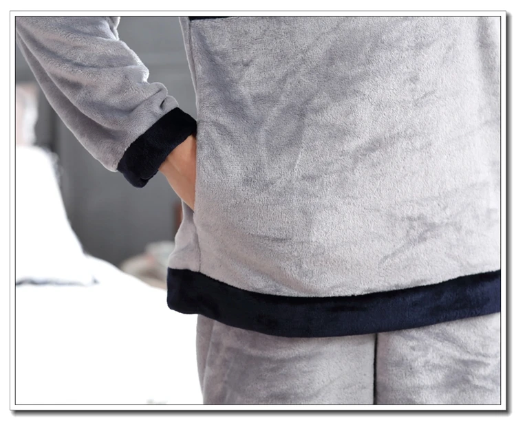 2019 г. зимние плотные теплые фланелевые пижамы для Для мужчин с длинным рукавом коралловый бархатная Пижама мужской пижамы Домашняя одежда