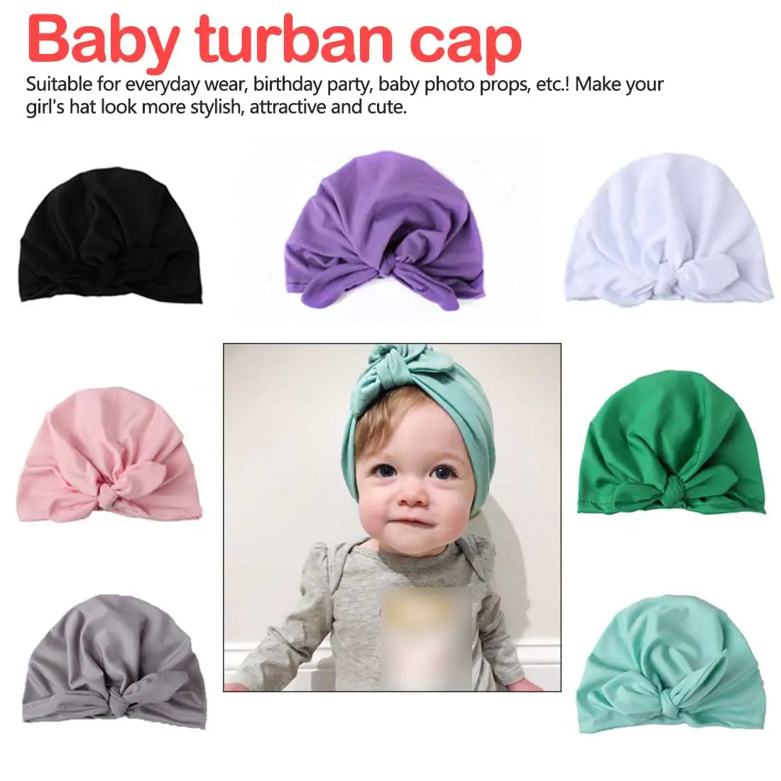 

Fashion baby hat Solid Turban a headscarf for a girl Elastic caps for Girls 9 style baby cap Bow tie baby Infant Accessories