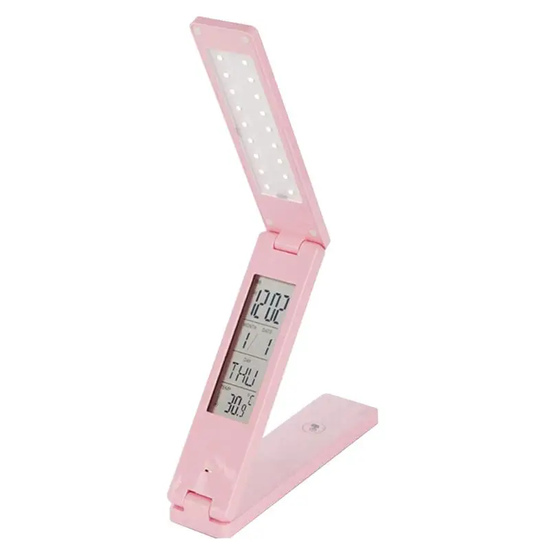 

Eye Protection Dimmable Mini Portable LED Light With Calendar Alarm Colck Folding LED Table Desk Lamp