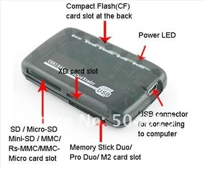 Оптовая продажа Dropship 5 шт./лот Новый USB 2.0 все в одном устройство чтения карт памяти SD CF MMC MS