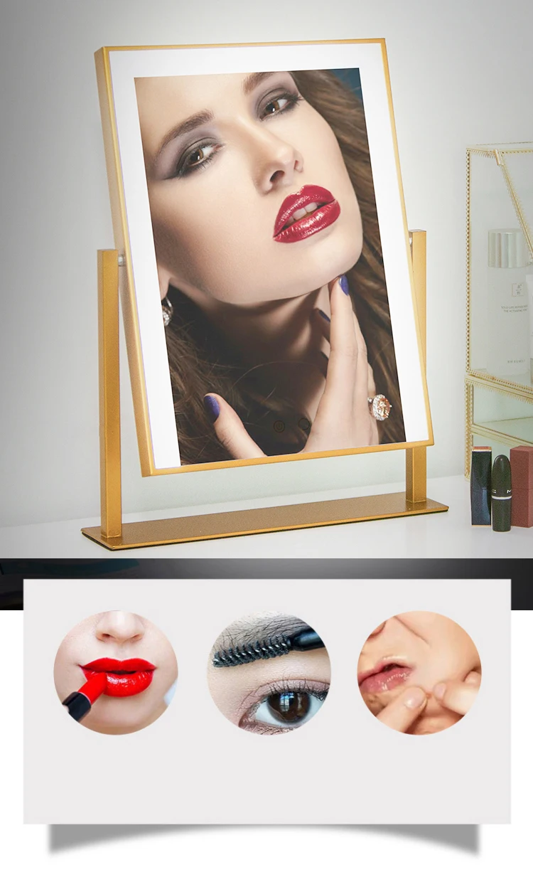 Espelho de Maquiagem com Luzes Hollywood Estilo Strip Espelho Cosmético Iluminado Vaidade Tabletop Touch Screen Espelhos Branco Led 12 tabletop touch screen espelhos branco