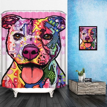 

IBANO New Colorful Elephant Pattern Shower Curtain Waterproof Polyester Fabric with 12Hooks Bathroom Decor