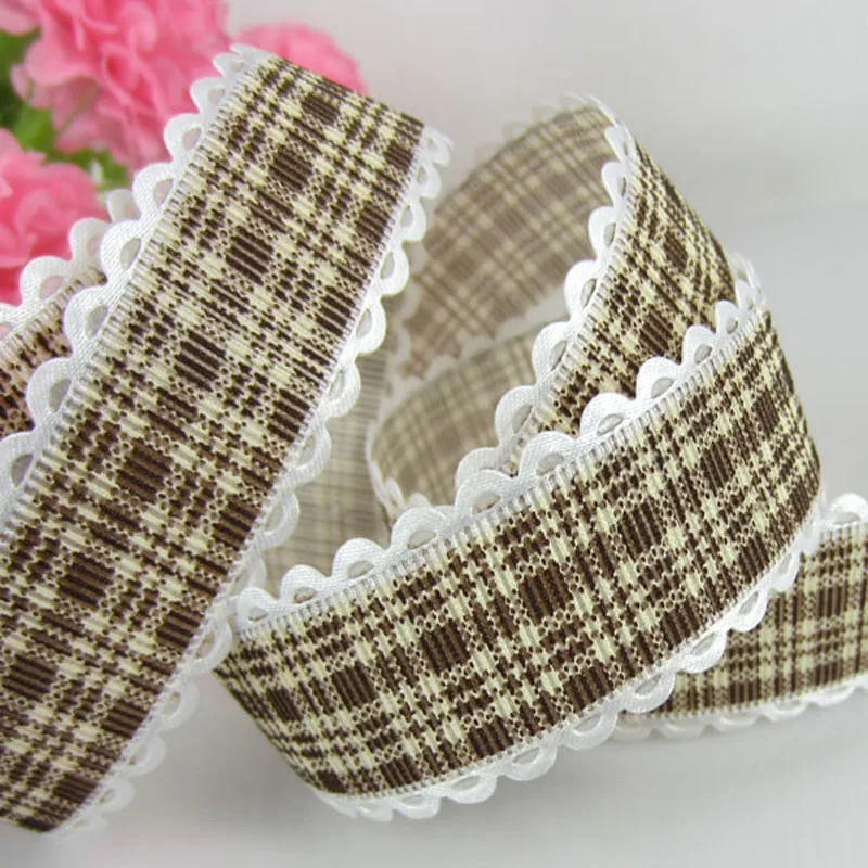 1Roll 20yards 1" Printed Grid Lace Fabric Trim Ribbon For Craft Wedding