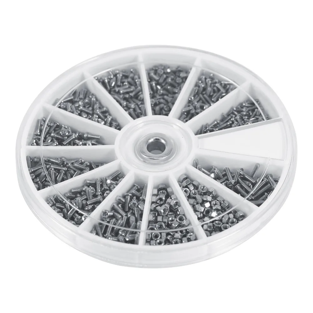 

1 Bag(Box) (600pcs) 12 Kinds of Small Screws Nuts Assortment Kit M1 M1.2 M1.4 M1.6 for Watches Glassess Hot Sale Cheap Price