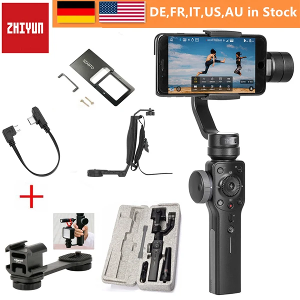 Zhiyun Smooth 4 3-осевой Карманный стабилизатор для смартфона iPhone X 8 плюс 7 6 Plus SE samsung Galaxy S9, 8,7, 6 и экшн-камер - Цвет: smooth 4 kit 2