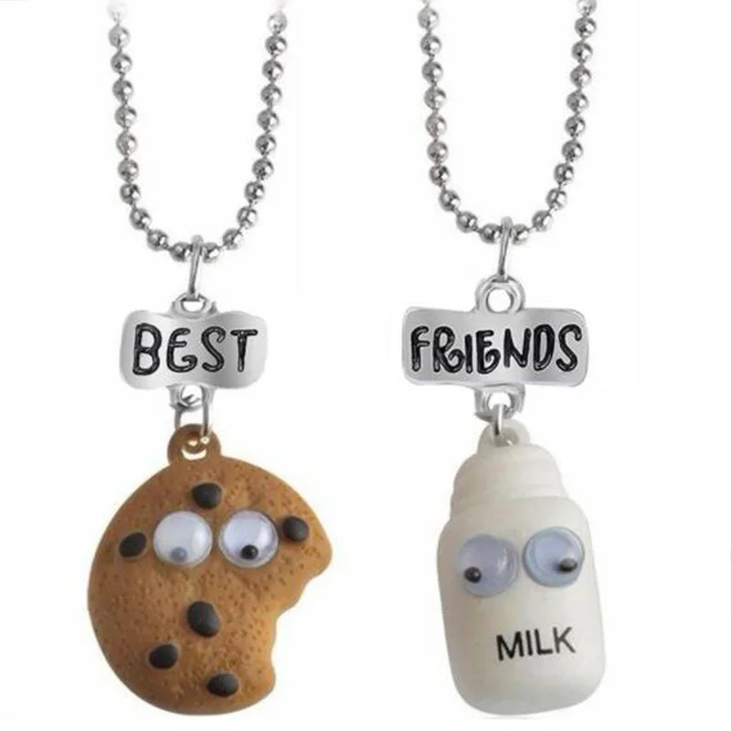 

New Creative Girls Cute Milk Cookie Bear Resin Pendant Beads Chain Necklace Sweet Lovers Necklace Fashion Jewelry Gifts Hot Sale