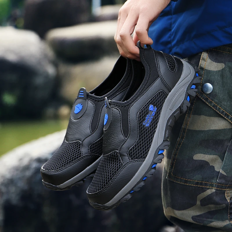 

Summer Hiking Shoes Men air Mesh Aqua Shoes Waterproof Outdoor Mountain Climbing Sneakers Anti-Slip Trekking Shoes men w5