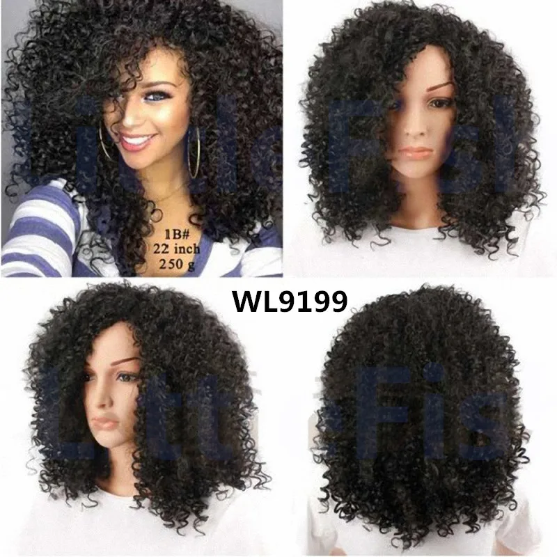 Cheap afro kinky curly wigs synthetic heat resistant for black women