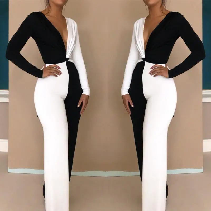 

Bodycon Woman Jumpsuit Romper 2018 Elegant V neck Women Overalls Long Sleeve Women Outerwear