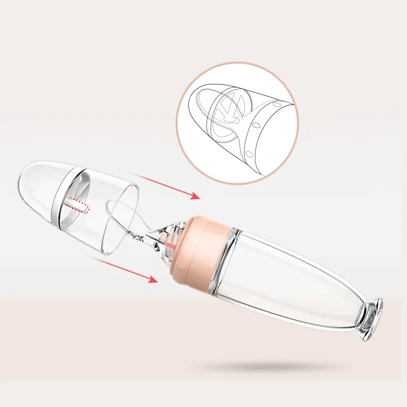 Безопасная силиконовая детская бутылка с ложкой пищевая добавка рисовые бутылки с зерном ложка бутылка для комления молоком чашка